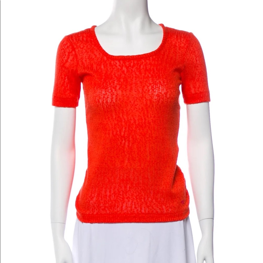 NWOT Tory Burch Cameron Top Ribbed Short Sleeve